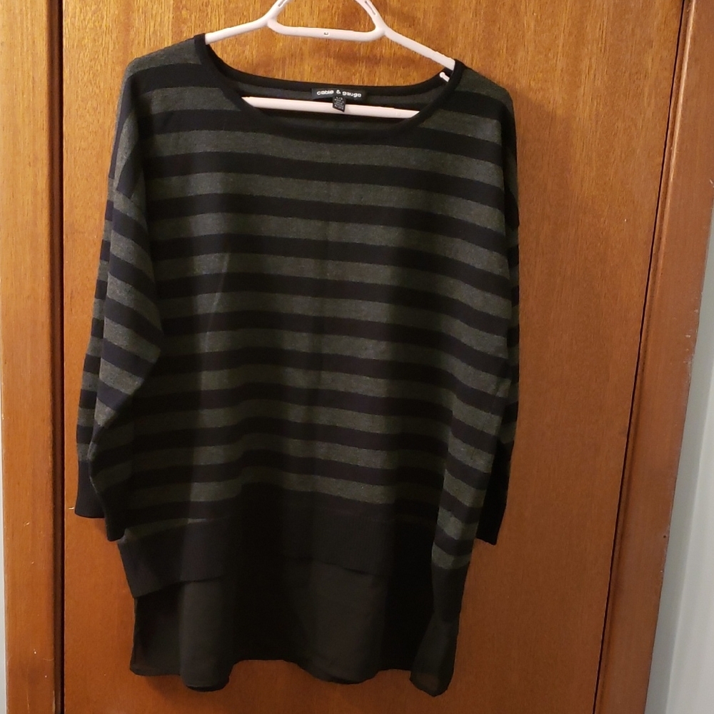 Cable & Gauge Black and Gray Striped Sweater